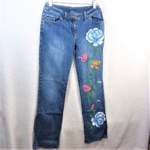 Will Smith  Airbrushed Floral Beaded Denim Jeans